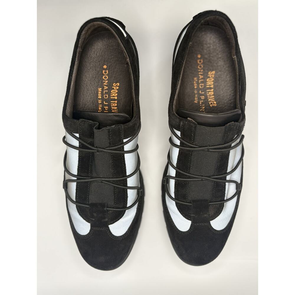 Donald J Pliner Sport Travel Sneakers Black Suede Elastic Lace  Italy Women’s